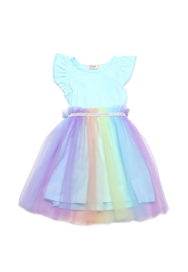 Rainbow Tuelle Girl's Bubble Dress BLUE