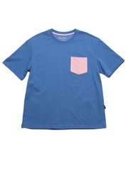 Checkered Pocket Premium Heavyweight Men's Oversized T-Shirt BLUE