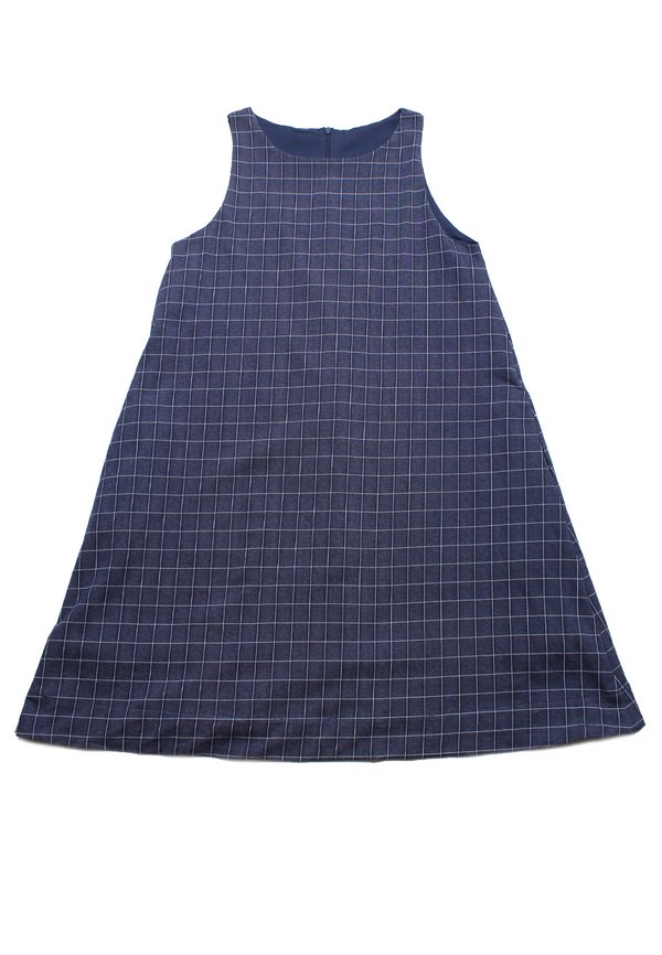 Checkered Premium Ladies' Shift Dress NAVY