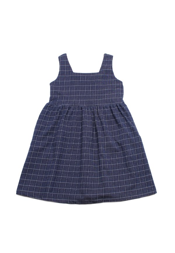 Checkered Premium Girl's Dress NAVY