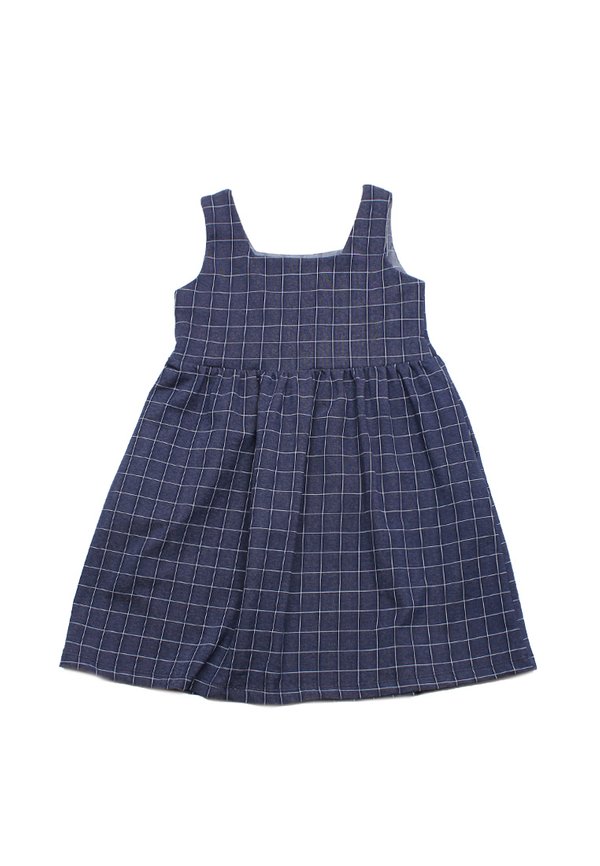 Checkered Premium Girl's Dress NAVY