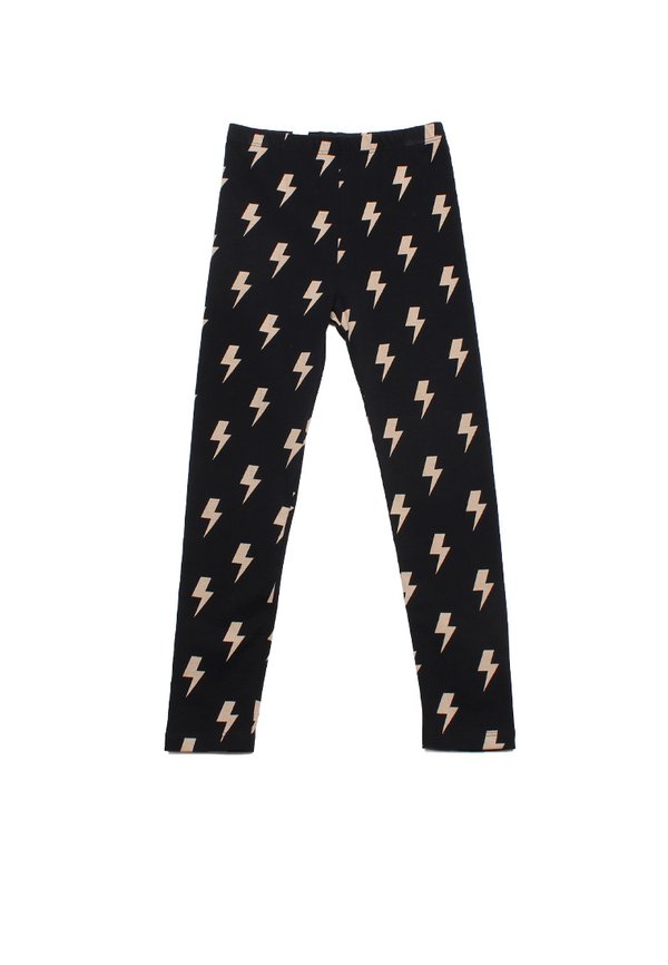 Lightning Print Girl's Leggings BLACK