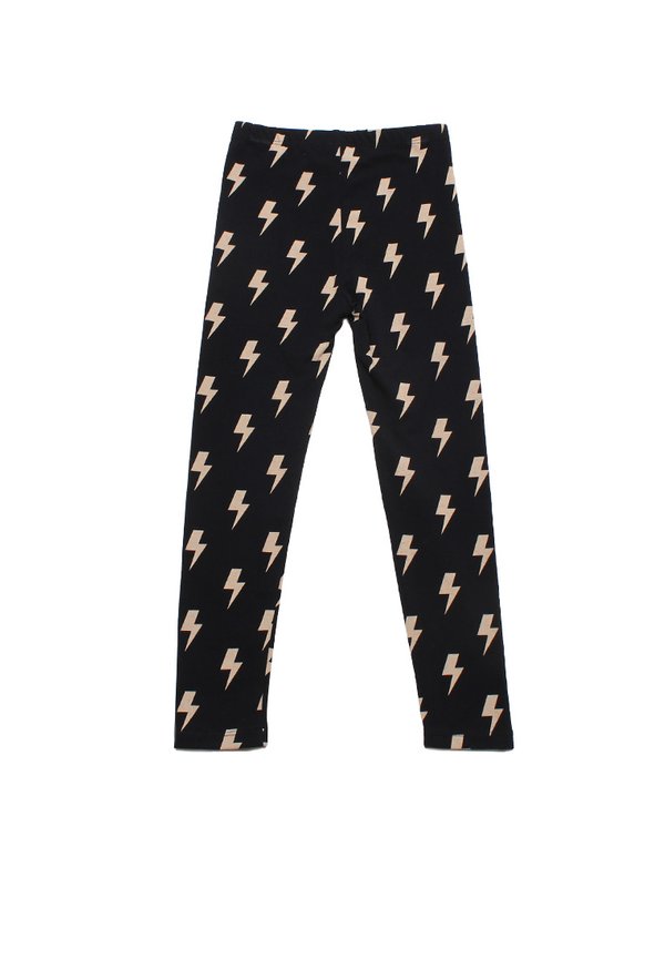 Lightning Print Girl's Leggings BLACK