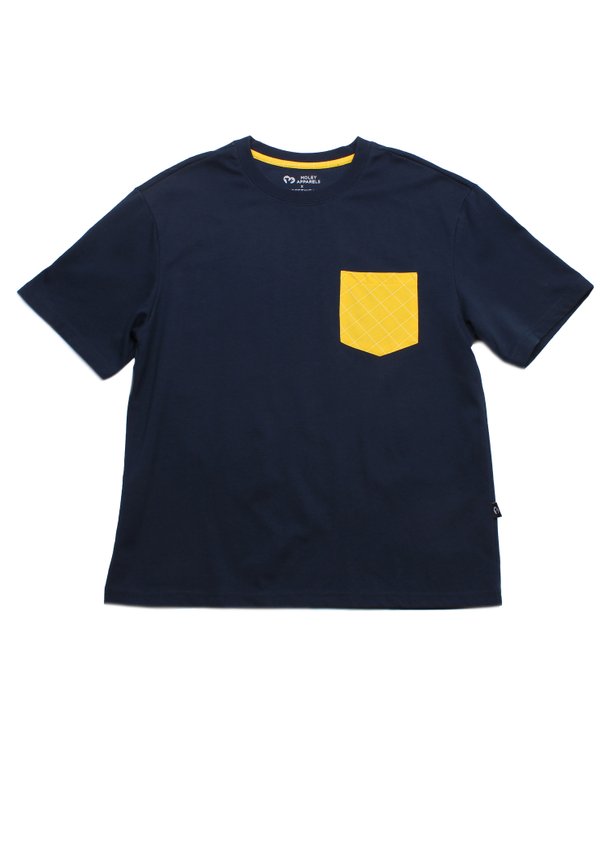 Checkered Pocket Premium Heavyweight Men's Oversized T-Shirt NAVY