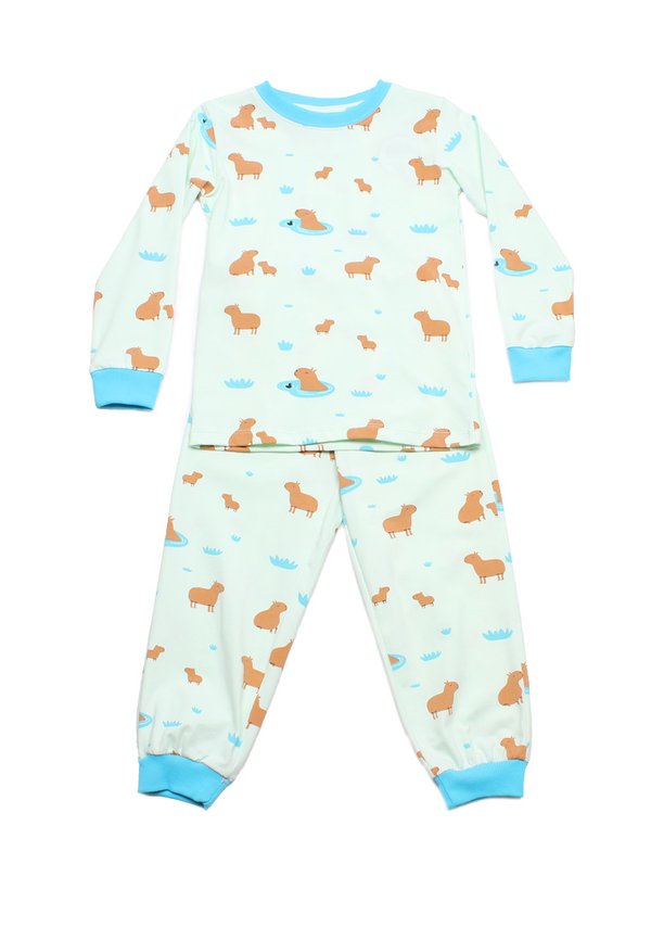 Cute Animals Series Capybara Premium Kids' Pyjamas Set CYAN Cute Animals Series Capybara Premium Kids' Pyjamas Set CYAN