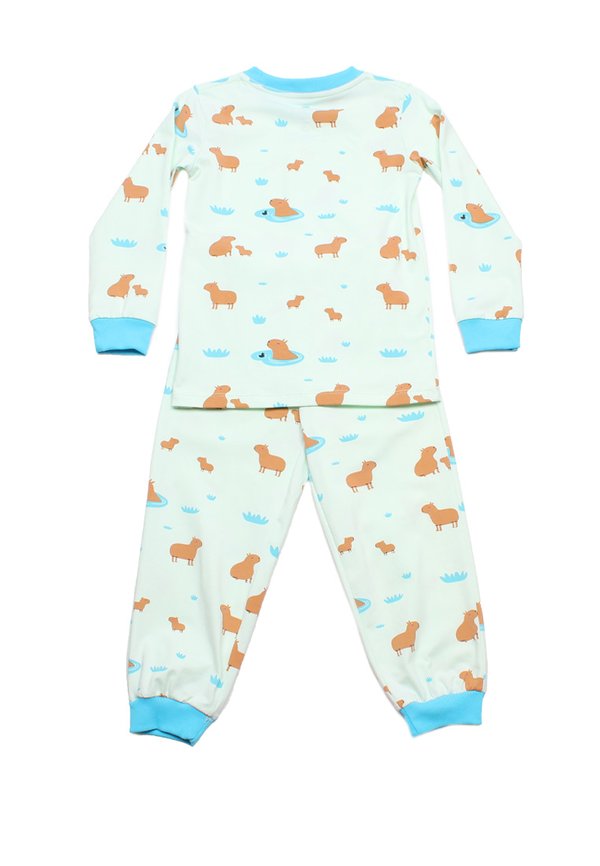 Cute Animals Series Capybara Premium Kids' Pyjamas Set CYAN Cute Animals Series Capybara Premium Kids' Pyjamas Set CYAN