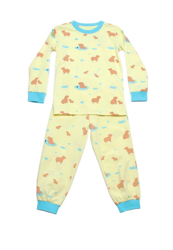 Cute Animals Series Capybara Premium Kids' Pyjamas Set YELLOW Cute Animals Series Capybara Premium Kids' Pyjamas Set YELLOW