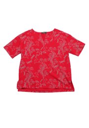 Chinoiserie Prints Ladies' V Blouse RED