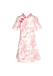 Chinoiserie Prints Cheongsam Inspired Girl's Dress CREAM