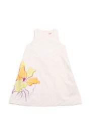 Big Floral Premium Girl's Dress CREAM