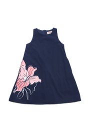 Big Floral Premium Girl's Dress NAVY