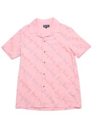 Origami Bird Short Sleeve Men's Open Collar Shirt PINK