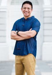 Oriental Premium Mandarin Collar Short Sleeve Men's Shirt NAVY