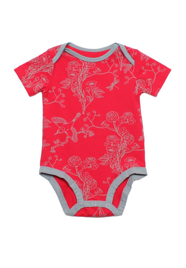 Chinoiserie Prints Premium Baby Romper RED