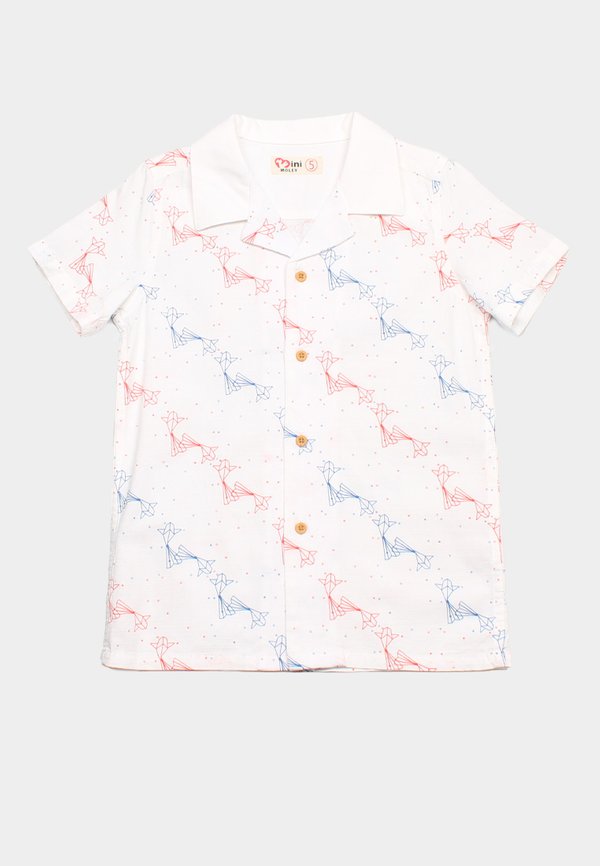 Origami Fish Short Sleeve Boy's Open Collar Shirt WHITE
