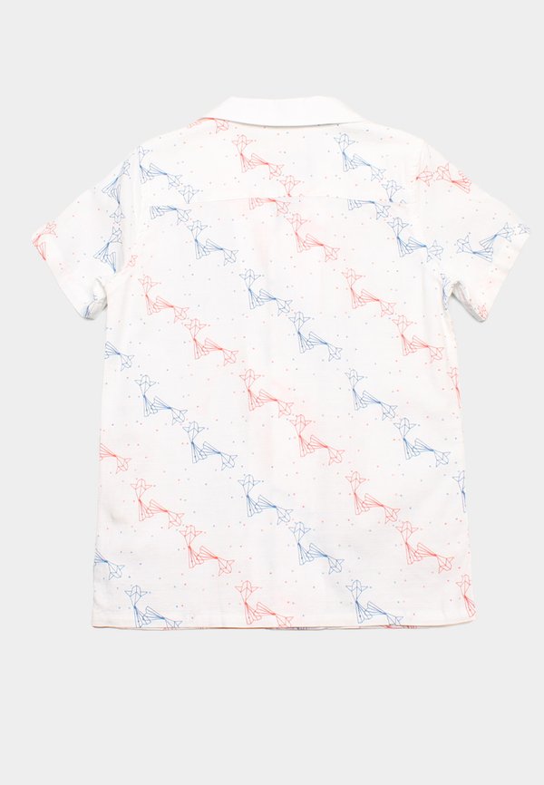 Origami Fish Short Sleeve Boy's Open Collar Shirt WHITE