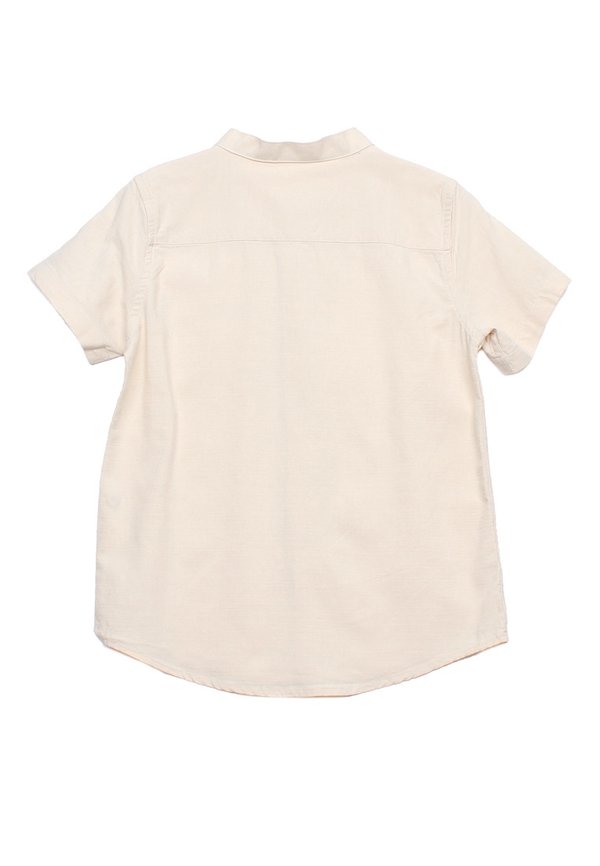 Chinoiserie Prints Mandarin Collar Short Sleeve Boy's Shirt CREAM