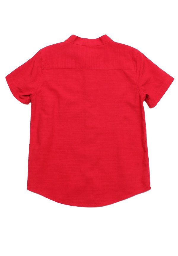 Chinoiserie Prints Mandarin Collar Short Sleeve Boy's Shirt RED