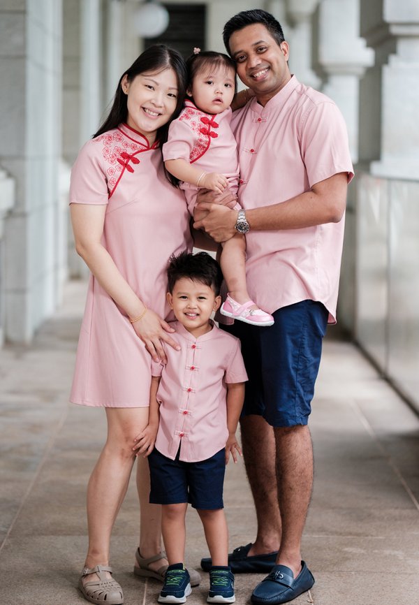 Oriental Premium Mandarin Collar Short Sleeve Boy's Shirt PINK