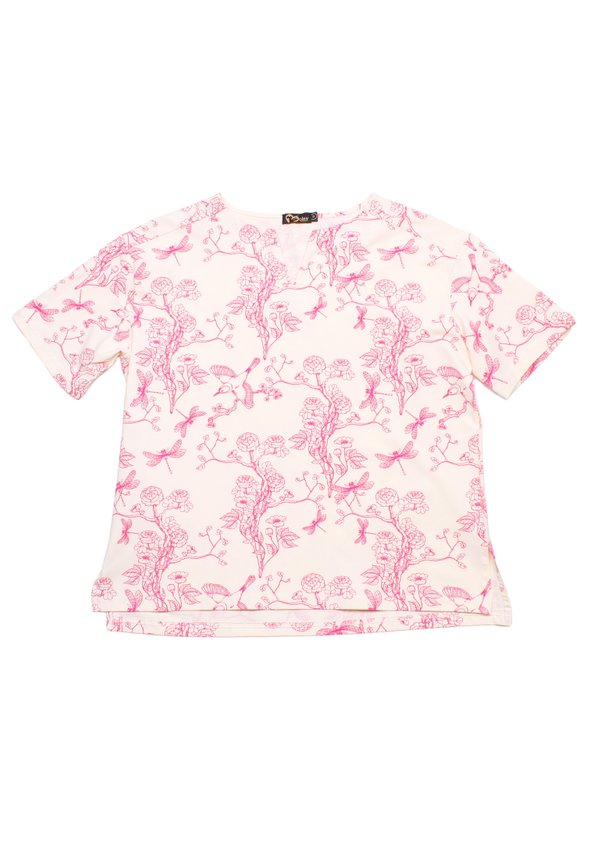 Chinoiserie Prints Ladies' V Blouse CREAM