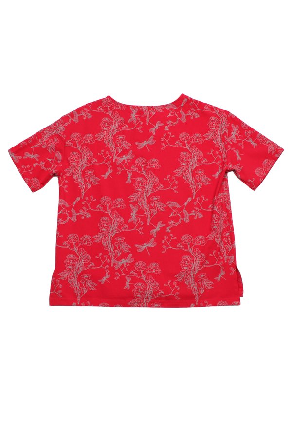 Chinoiserie Prints Ladies' V Blouse RED