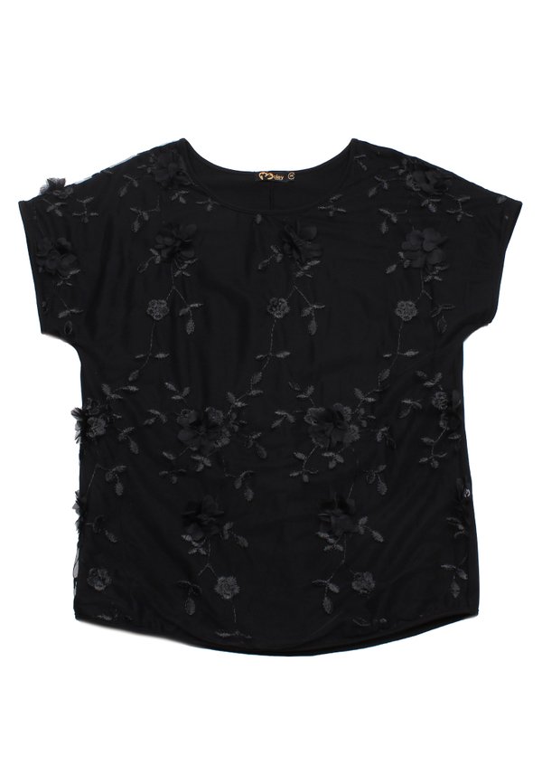 Floral Tulle Premium Ladies' Blouse BLACK