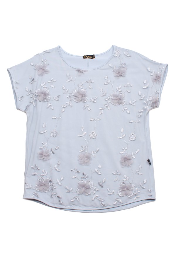 Floral Tulle Premium Ladies' Blouse BLUE
