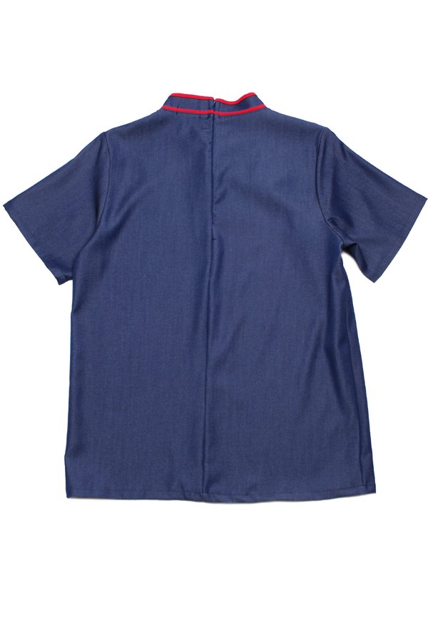 Sakura Embroidery Cheongsam Classic Ladies' Blouse NAVY