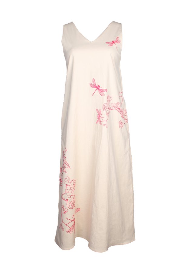Chinoiserie Prints Ladies' 2 Way Premium Dress CREAM