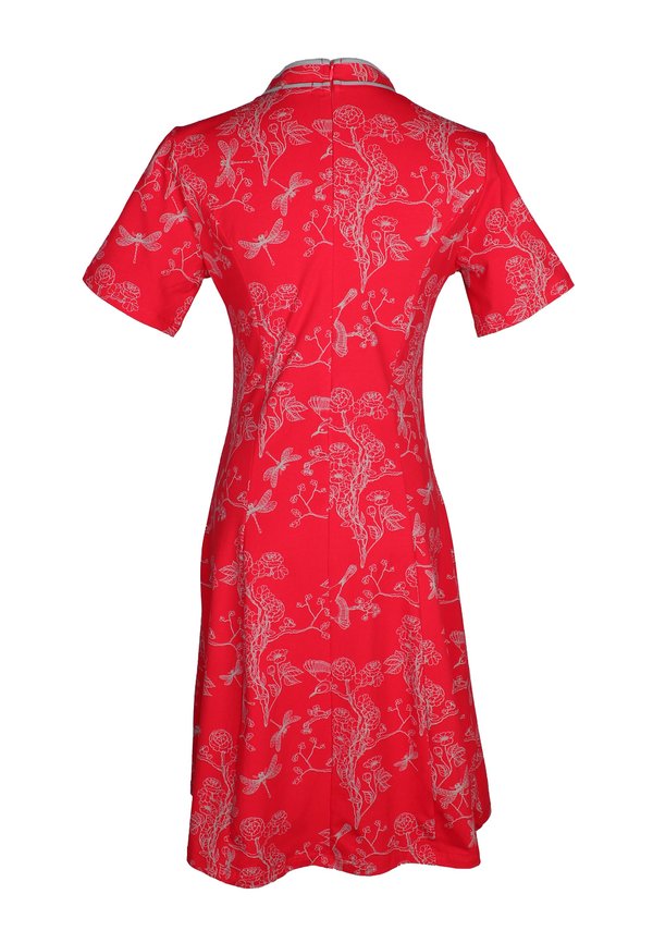 Chinoiserie Prints Cheongsam Inspired Ladies' Dress RED