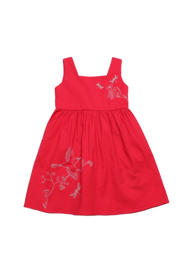 Chinoiserie Prints Premium Girl's Dress RED