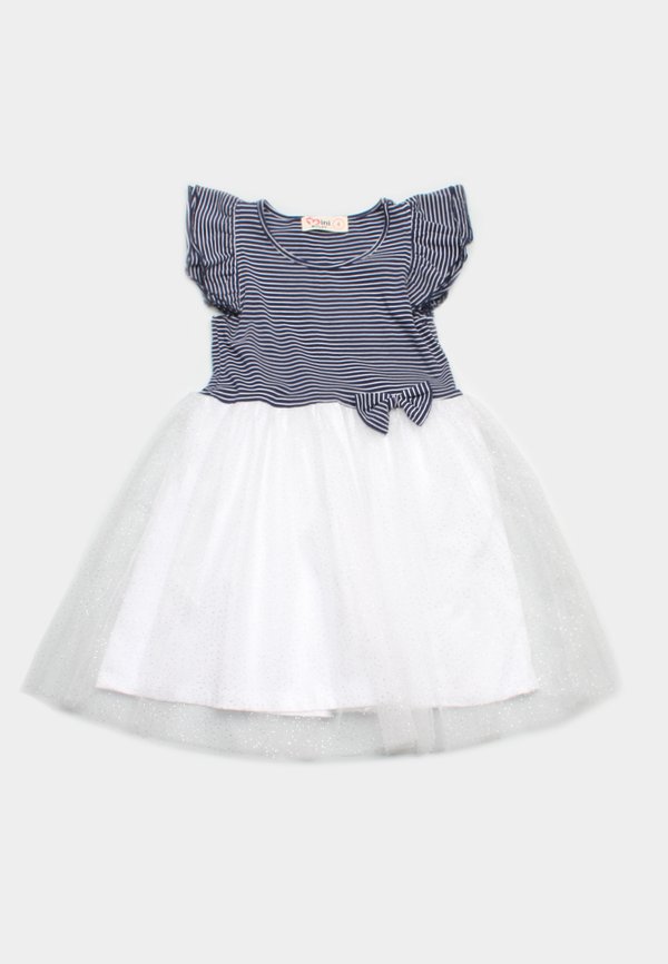 Classic Stripe Tulle Girl's Bubble Dress NAVY