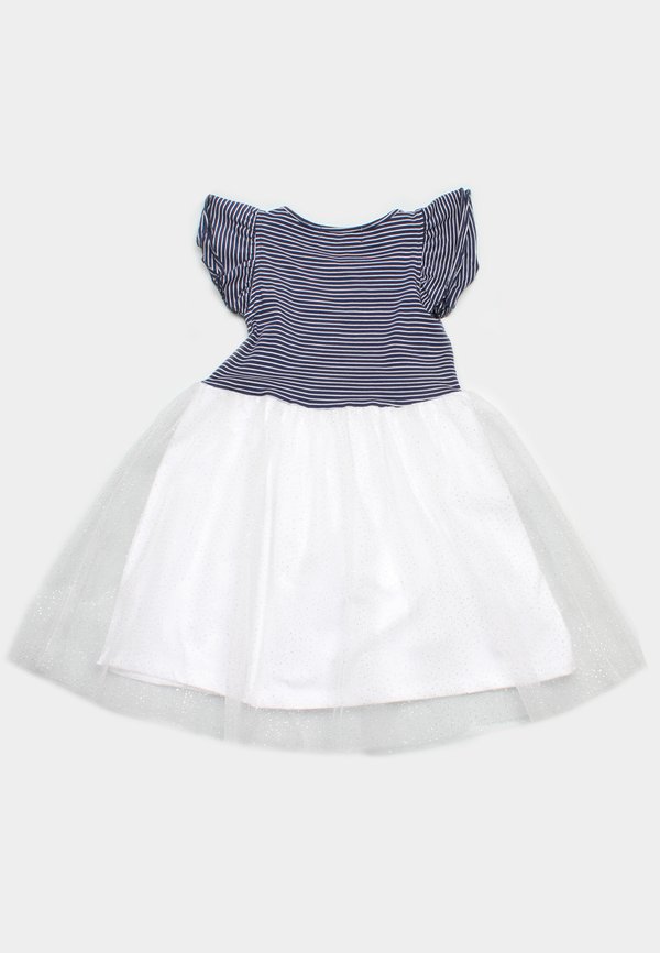 Classic Stripe Tulle Girl's Bubble Dress NAVY
