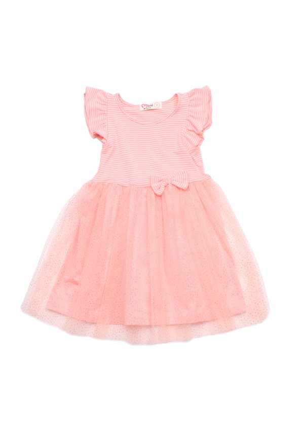Classic Stripe Tulle Girl's Bubble Dress PINK