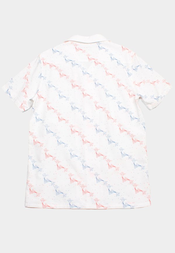 Origami Fish Short Sleeve Men's Open Collar Shirt WHITE