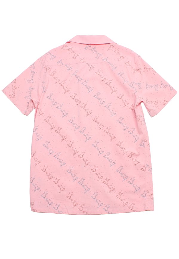 Origami Bird Short Sleeve Men's Open Collar Shirt PINK