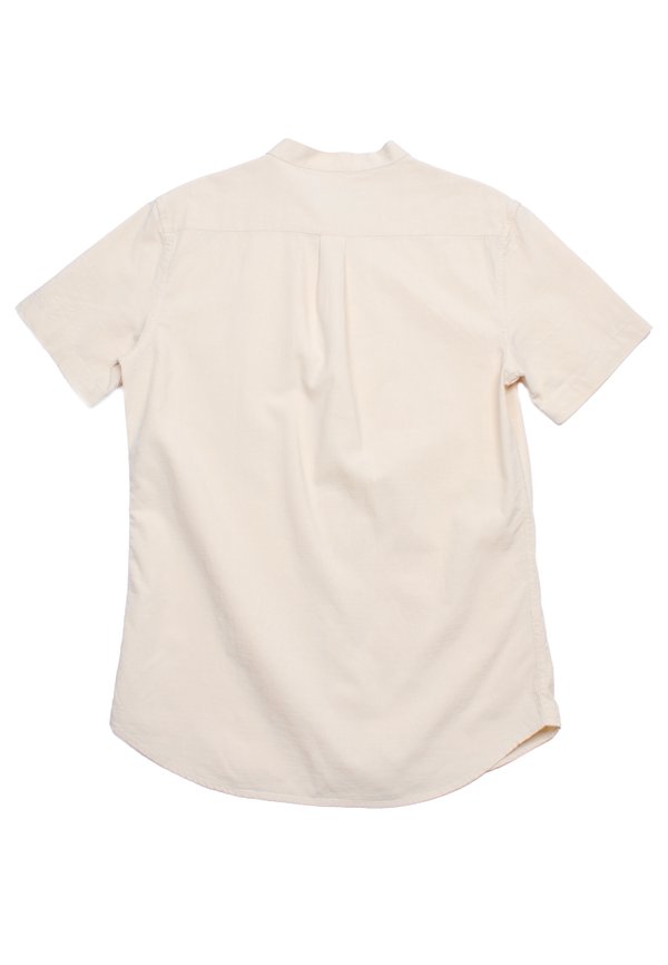 Chinoiserie Prints Mandarin Collar Short Sleeve Men's Shirt CREAM