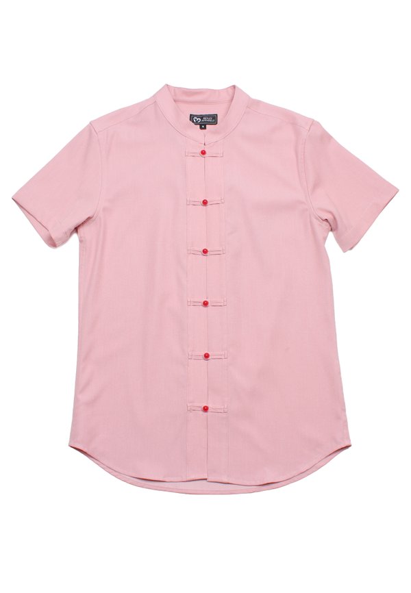 Oriental Premium Mandarin Collar Short Sleeve Men's Shirt PINK