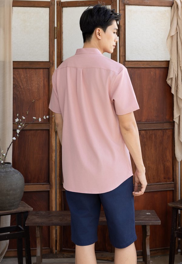 Oriental Premium Mandarin Collar Short Sleeve Men's Shirt PINK