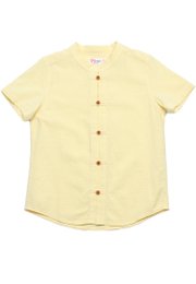 Oriental Linen Premium Mandarin Collar Short Sleeve Boy's Shirt YELLOW
