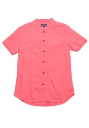 Oriental Linen Premium Mandarin Collar Short Sleeve Men's Shirt RED