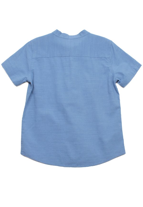 Oriental Linen Premium Mandarin Collar Short Sleeve Boy's Shirt BLUE