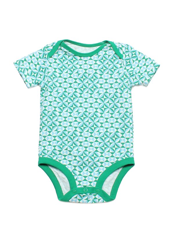 Geometric Tiles Premium Baby Romper GREEN