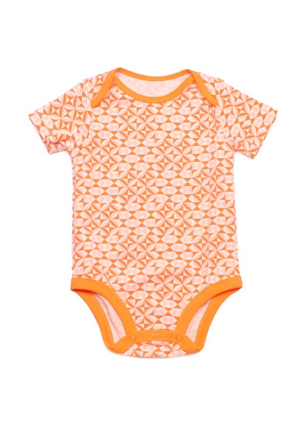 Geometric Tiles Premium Baby Romper ORANGE