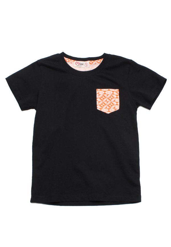 Geometric Tiles Pocket Premium Boy's T-Shirt BLACK