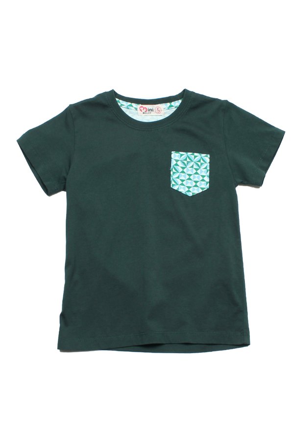 Geometric Tiles Pocket Premium Boy's T-Shirt GREEN