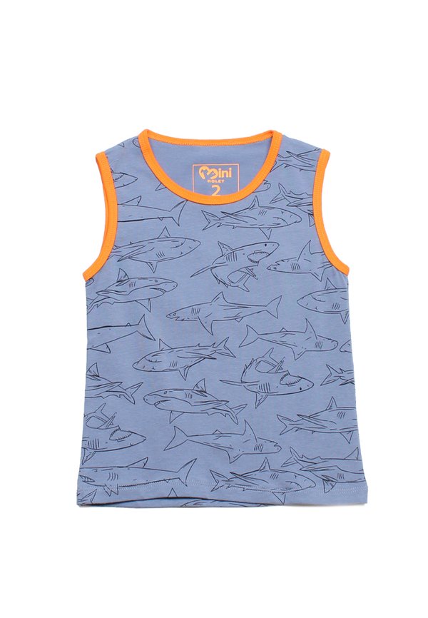 Shark Prints Boy's Singlet GREYISH BLUE