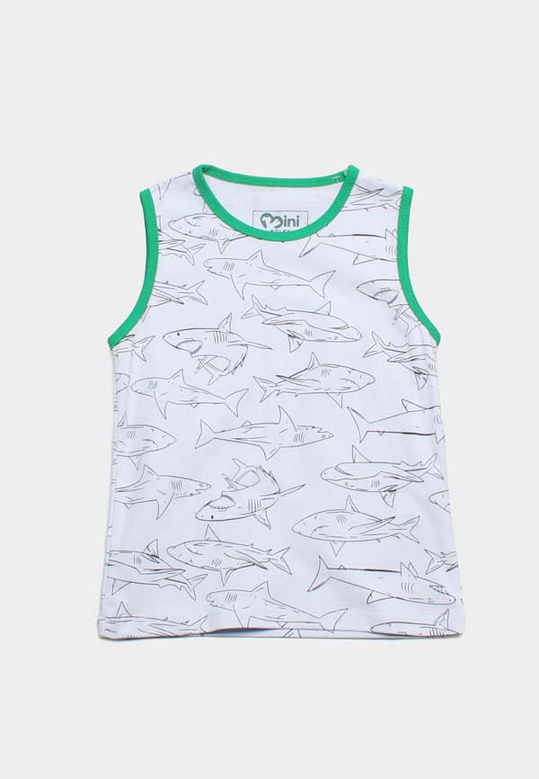 Shark Prints Boy's Singlet WHITE