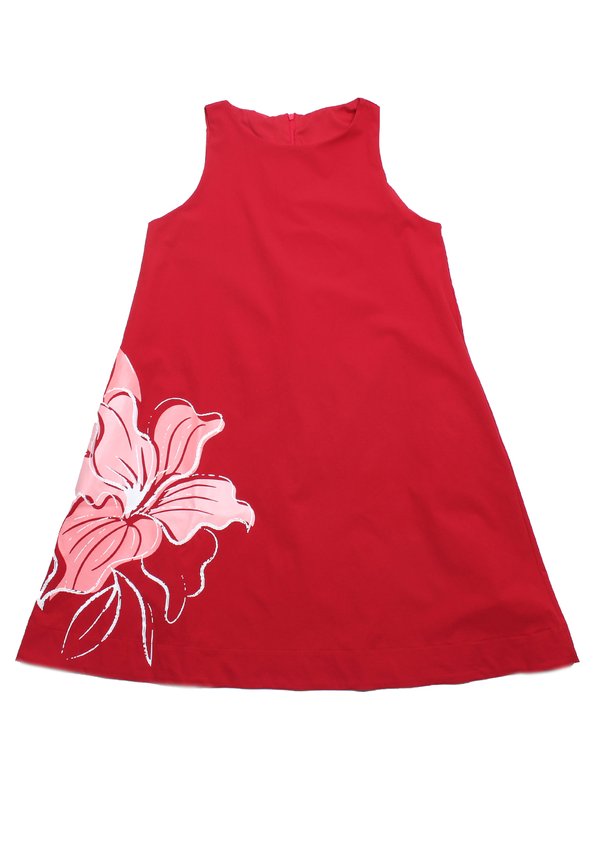 Big Floral Premium Ladies' Shift Dress RED