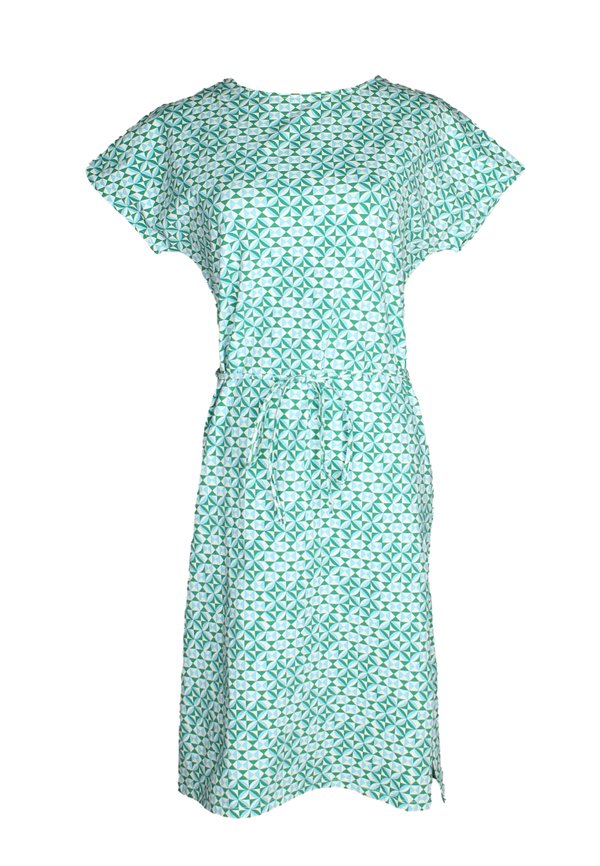 Geometric Tiles Print Ladies' Dress GREEN